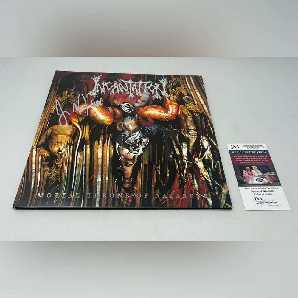 John McEntee signed Incantation Mortal Throne of Nazarene‎ Album